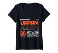 Femme Culture Japonaise - Typographie Urbaine Streetwear T-Shirt avec Col en V