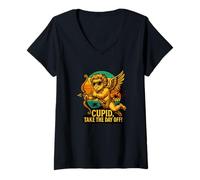 Femme Cupid Dicton drôle Anti-Saint-Valentin Love T-Shirt avec Col en V