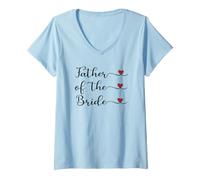 Femme Cœur avec Inscription « Père de la mariée » T-Shirt avec Col en V