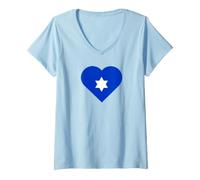 Femme Cœur avec Une étoile juive à l'intérieur T-Shirt avec Col en V