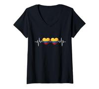Femme Cœur colombien, cœur colombien, Fier d'être colombien T-Shirt avec Col en V
