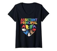 Femme Cœur de Chef d'école Principale adjointe T-Shirt avec Col en V