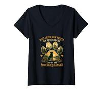 Femme Cœur de Patte pour Amoureux des Chiens T-Shirt avec Col en V