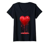 Femme Cœur Fondant pour la Saint-Valentin Graphique Nouveauté Cadeaux d'amour T-Shirt avec Col en V