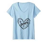 Femme Cœur imprimé léopard Simply Blessed T-Shirt avec Col en V