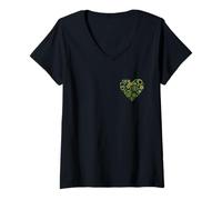 Femme Cœur microbiologie et virologie - microbiologiste, virologue T-Shirt avec Col en V