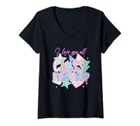Femme Cœur mignon avec inscription « I Love You All Class » T-Shirt avec Col en V