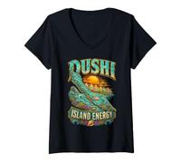 Femme Curaçao Dushi Island Energy T-Shirt avec Col en V
