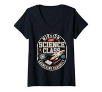 Femme Curiosité de Lancement de Cours de Science missionnaire T-Shirt avec Col en V