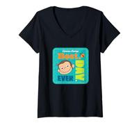Femme Curious George Best Day Ever Patch T-Shirt avec Col en V