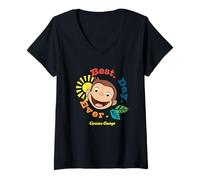 Femme Curious George Best Day Ever Smile T-Shirt avec Col en V