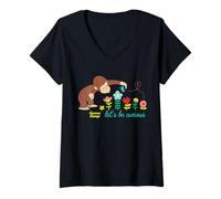 Femme Curious George Lets Be Curious Spring Flowers T-Shirt avec Col en V