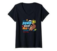 Femme Curious George Run Jump & Play All Day T-Shirt avec Col en V