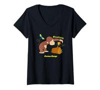 Femme Curious George Spring Exploration T-Shirt avec Col en V