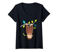 Femme Curious George Spring Hang Time Adventure T-Shirt avec Col en V