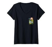 Femme Curious George Springtime Faux Pocket Peek T-Shirt avec Col en V