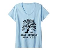 Femme Curious Stay Inspirationa Wild Tree Silhouette Nature Lover T-Shirt avec Col en V