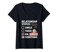 Femme Cursed Christmas Relationship Status Holiday Sarcastic Elf T-Shirt avec Col en V