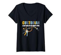 Femme Custodian A Key Role in So Many Lives Concierge Appréciation T-Shirt avec Col en V