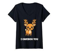 Femme Cute Animals Funny Quote You Caribou T-Shirt avec Col en V