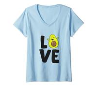 Femme Cute Avocado Vegan Food Love Avocados T-Shirt avec Col en V