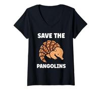 Femme Cute Baby Animals Pangolin Cute Simple Save The pangolins T-Shirt avec Col en V