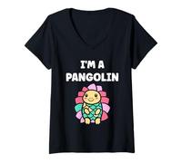 Femme Cute Baby Animals Pangolins Cute Simple I'm a Pangolin T-Shirt avec Col en V