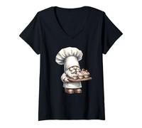 Femme Cute Baking GNOME Muffin Graphic for Best Baker with Cupcake T-Shirt avec Col en V