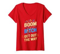 Femme Cute Boom Bitch Fireworks Squad America, 4 Juillet, Bang Expert T-Shirt avec Col en V