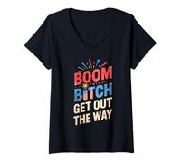 Femme Cute Boom Bitch Squad Directeur de la sécurité de l'équipe American Sarcasm T-Shirt avec Col en V
