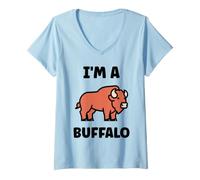 Femme Cute Buffalo Funny Animals Simple I'm a Buffalo T-Shirt avec Col en V