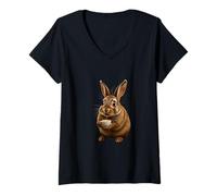 Femme Cute Bunny Coffee Cozy Moment T-Shirt avec Col en V