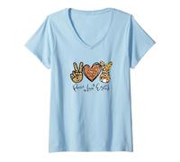 Femme Cute Bunny for Women with Sunflower Mom Peace Love Easter T-Shirt avec Col en V