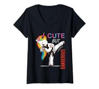 Femme Cute But Dangerous Karate Taekwondo Girl Funny Martial Art T-Shirt avec Col en V