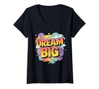 Femme Cute Dream is Big T-Shirt Graphique rétro coloré Vintage T-Shirt avec Col en V