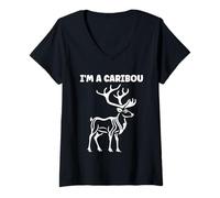 Femme Cute Funny caribous Animals Little Simple I'm a Caribou T-Shirt avec Col en V
