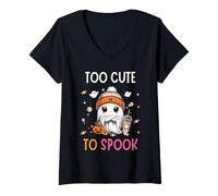 Femme Cute Ghost Candy Halloween Too Cute to Spook Kids Toddler T-Shirt avec Col en V