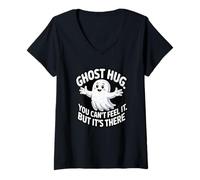 Femme Cute Ghost Hugs Sarcastique Funny Spooky Pun Citation Amitié T-Shirt avec Col en V