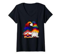 Femme Cute Gnomie LGBTQ Stuff - Proud Rainbow Gnomes for Gay Pride T-Shirt avec Col en V