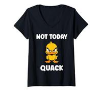 Femme Cute Grumpy Duck Animal Funny Defiance Mood Not Today Quack T-Shirt avec Col en V