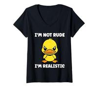 Femme Cute Grumpy Duck Animal Funny Defiance Not Rude T-Shirt avec Col en V