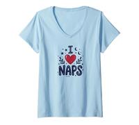 Femme Cute I Heart Naps Design for Moms, Sleepy Girl Funny Mom T-Shirt avec Col en V