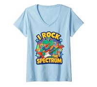 Femme Cute I Rock The Spectrum Autism Dad Stimming Acceptation Life T-Shirt avec Col en V