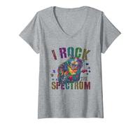 Femme Cute I Rock The Spectrum Sensibilisation à l'autisme Maman Respect T-Shirt avec Col en V
