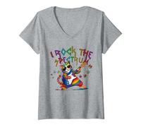 Femme Cute I Rock The Spectrum Support de sensibilisation à l'autisme Love Pride T-Shirt avec Col en V