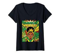 Femme Cute Jamaican Princess Caribbean Afro Girl Cown T-Shirt avec Col en V
