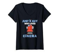 Femme Cute Just A Guy Who Loves Cinema pour Les Hommes et Les garçons T-Shirt avec Col en V