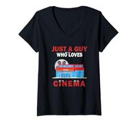 Femme Cute Just A Guy Who Loves Cinema pour Les Hommes et Les garçons T-Shirt avec Col en V