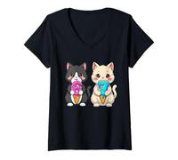 Femme Cute Kawaii Cats Neko 67 Drip Meme Funny Six Seven T-Shirt avec Col en V