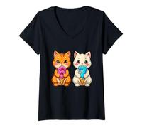 Femme Cute Kawaii Cats Neko 67 Drip Meme Funny Six Seven T-Shirt avec Col en V